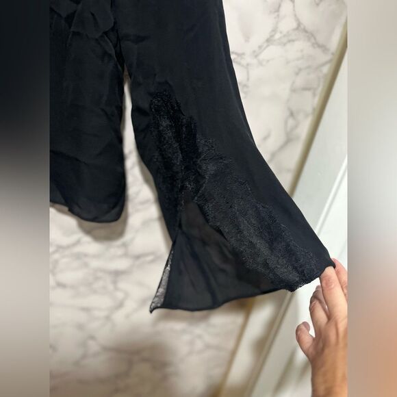 CAMI NYC Flare Lace Sleeve Silk Blouse in Black - Picture 6 of 14